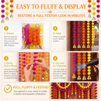 Suncalla 12 Pcs 4 Ft Marigold Garland Gold Bell,Orange,Yellow,Rose Pink - Image 4
