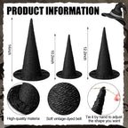 Beeveer 3 Pcs Halloween Rattan Witch Hat Decor, 14/12.2/10.2 Inch - Image 3