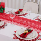 Snowkingdom 6 Pcs Red Glitter Table Runner 10 FT, Sheer Chiffon Sparkle Gauze Cheesecloth Mesh Runners 120 Inch, Red Table Centerpieces Decoration for Birthday Party Wedding Christmas Mothers Day - Image 4