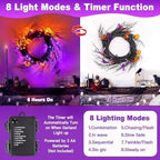 9FT 72 LED Halloween Garland with Lights Lighted Black Willow Vine Decorations with 12 Pumpkin & 12 Bat Light, 8 Modes Battery Operated Halloween Lights Indoor Spooky Decor for Fireplace Mantel Wall - Image 3