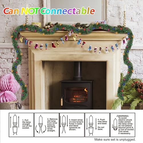 Biswing 50FT Pre-lit Christmas Green Garland, Lighted Artificial Pine Garlands with 100 Count Multicolor Mini Lights, Light Up for Indoor Outdoor Gate Home Winter Holiday New Year Decorations - Image 5