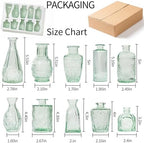 Sage Green Glass Bud Vases Set of 10, Wedding Table Centerpiece - Image 2
