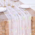 White Floral Table Runner Embroidery Floral 3pcs 10ft Tulle Spring Sashes by LuoluoHouse