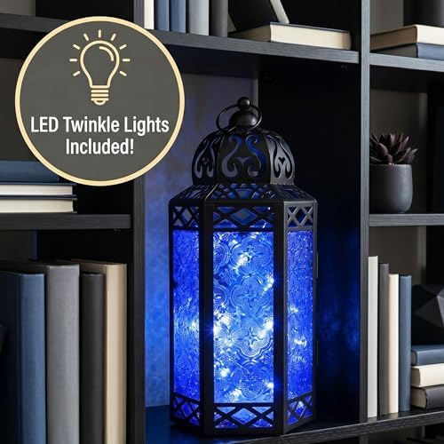 Vela Lanterns Decorative Indoor Fairy Light Candle Holder, Cobalt Blue, L - Image 2