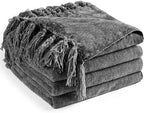Chenille Throw Blanket for Couch 50" x 60", Dark Grey by LONGCREATE