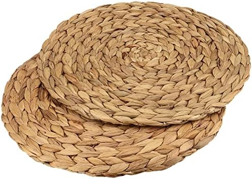 JEUIHAU Set of 8 Water Hyacinth Braided Placemat, 13 Inch Round Placemats Rattan Placemats, Natural Wicker Seagrass Rattan Placemats for Dining Table, Decoration - Image 4