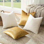 GIGIZAZA Pack of 4 Decorative Velvet Pillow Covers 20x20 Ivory Gold - Image 6