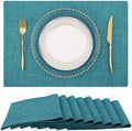 homing Faux Cotton Linen Placemats Set of 8, Cloth Dining Table Mats by homing