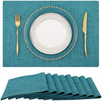 homing Faux Cotton Linen Placemats Set of 8, Cloth Dining Table Mats by homing