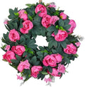 Spring Wreaths for Front Door 21 Inch – Valentine’s Day Pink Peony Artificial Wreath, Spring Summer Floral Wreath for Porch, Wall, Window Decor by QIANYUN
