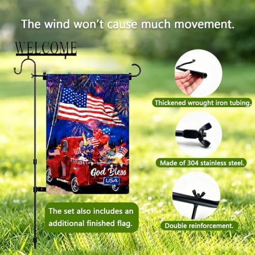 Garden Flag Stand for Outside, 4-Prong Heavy Duty Pole, 43.3 Inch - Image 4