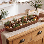Gisafai 6 Pcs Large Wood Dough Bowl Long Fall Serving Trays Tabletop - Image 5