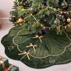Blueweenly Moss Green Velvet Christmas Tree Skirt 48 in Vintage Tree Skirt by Blueweenly