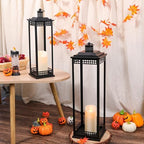 Decorative Candle Lanterns Set of 2, Black Metal for Indoor & Outdoor - Image 4