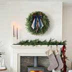 Christmas Decor, 22" Norfolk Pine Christmas Wreath with Bells and Ribbon - Image 3