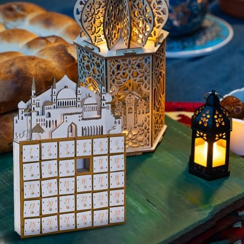 Ramadan Advent Countdown Calendar Wood - Ramadan Decorations for Home Eid Mubarak Table Decor, 30 Days Countdown Calendar Lights Drawers Ramadan Islam Kareem Table Centerpieces Décor DIY - Image 7