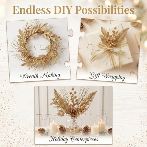66 Pcs Light Gold Christmas Glitter Picks and Sprays - Image 6