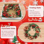 Christmas Wreaths for Front Door Decor Flower, 22" Winter - Image 6