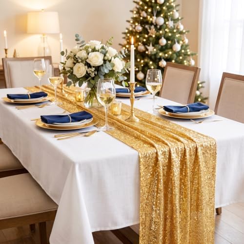 ShinyBeauty Gold Sequin Table Runner 12x108 Inch 20 Packs for Party Wedding - Image 2