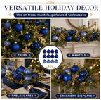 Seenelling 12 Pcs Christmas Glass Ball Ornaments 3.15 Inch, Navy Blue - Image 7