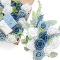 Ling's moment Fake Flowers Box, Dusty Blue & Navy & White Grand Combo by LingsMoment