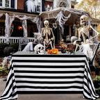 Fanqisi 2 Packs Black and White Striped Tablecloth 57 x 120 Inch Rectangle Waterproof Table Cover Halloween Table Cloth for Birthday Wedding Dining Banquet Outdoor Party Decorations - Image 4