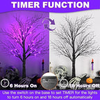 Halloween Decorations Indoor 2 Pack 24 Inch Black Spooky Tree with 48 Purple Led Lights, Timer/USB/Battery Operated Lighted Tabletop Tree Halloween Table Decor for Home Office Holiday Party - Image 4