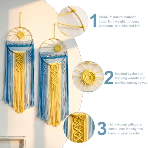 Artilady 2 Pack Macrame Hanging Tapestry Sun Wall Decor, Boho Dream Catcher - Image 3