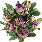 FiveSeasonStuff Vintage Purple Peonies – Realistic Artificial Silk Flowers with Dry-Look Petals, 6 Stems for Rustic Home & Wedding Floral Arrangements by FiveSeasonStuff
