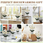Fake Orchid-17.5”tall Artificial Indoor Potted Plant for Home Decor-White - Image 4
