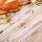 Boao 3 Pcs Wildflower Table Runner Embroidery Tulle Spring Summer Table Runner 120 Inch 10 ft Kitchen Dining Decoration for Wedding Baby Shower Bridal Shower Home Decor Birthday Party (Ivory) - Image 2