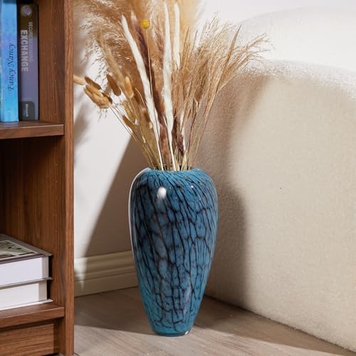 Hand Blown Glass Vase, 13.7 Inch Large Colored Decorative Vase for Home Decor, Ideal for Living Room, Dining Table, Office, Fireplace Mantel, Shelf Display & Wedding Centerpieces - Image 2