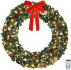 VINGLI 60" Large Pre Lit Outdoor Christmas Wreath with 220 LED Lights by VINGLI