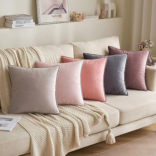 MIULEE Decorative Dark Grey Velvet Euro Sham Throw Pillow Covers 26x26 Inch - Image 5