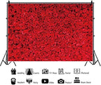 10x8ft Red Rose Photography Backdrop Red Rose Flower Wall Backdrop Rose Floral Wedding Bridal Shower Birthday Party Decoration Background Banner Valentine's Day Mother's Day Photo Backdrops - Image 2