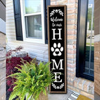 Surfapans Welcome To Our Home Sign for Front Porch Standing Wood Black by Surfapans