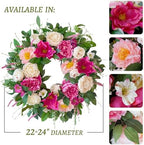 24 Inch Spring Summer Wreaths for Front Door Outside with Peony & Rose - Image 4