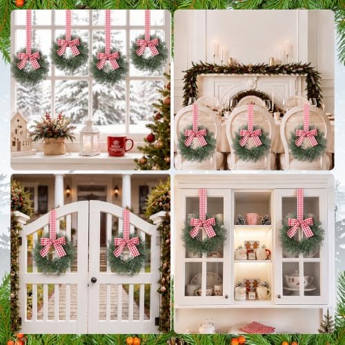 6 Pack 10 Inch Small Christmas Wreaths for Kitchen Cabinet - Image 6