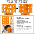 Giegxin 15 Pack 5ft Marigold Garland for Decor, Light Orange - Image 2