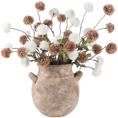 DuHouse 9pcs Artificial Flowers Faux Silk Pompon Mum, Mixed Color Silk Small Mini Chrysanthemum Ball with Stems for Home Table Kitchen Decor DIY Wedding Bouquets Centerpieces by DuHouse