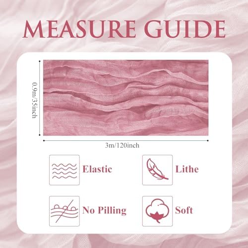 Cheesecloth Table Runner 10FT 12Pcs Pink Boho Gauze Rustic Sheer Runners - Image 2