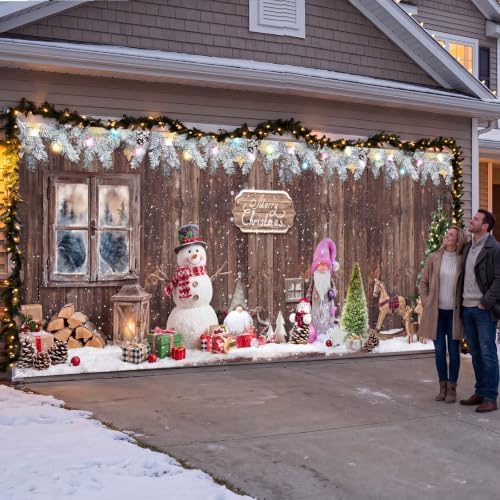 WovWeave 7 x 16 Ft Christmas Garage Door Cover, Winter Snowman Banner - Image 6