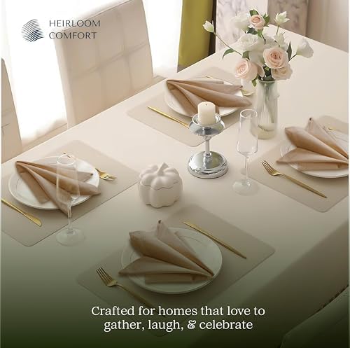 Beige Cloth Napkins 18"x18" - Set of 12 - Soft, Durable, Absorbent, Reusable, Washable - Hemstitch Mitered Edges - Perfect for Everyday Dining, Fall, Weddings, Baby Showers, Dinner - Image 4