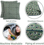 Ridhi Block Print Basil Green Pillow Cover 18" x 18" (Pack of 2) Decorative Couch Pillows for Living Room, Chic Boho Cute Outdoor Pillows Covers Gifts for Spring, Easter and Valentine - Image 3
