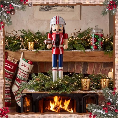 Blosssound 15" Christmas Football Nutcracker Wooden Sports Decor,Football B - Image 6