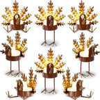 Meanplan 16 Pcs 8 Sets 2-in-1 Turkey Candle Holder Set Turkey Tealight Metal Votive Candle Holders Thanksgiving Table Centerpiece Sitting Standing Turkeys Candlesticks for Home Table Mantle Decor by Meanplan