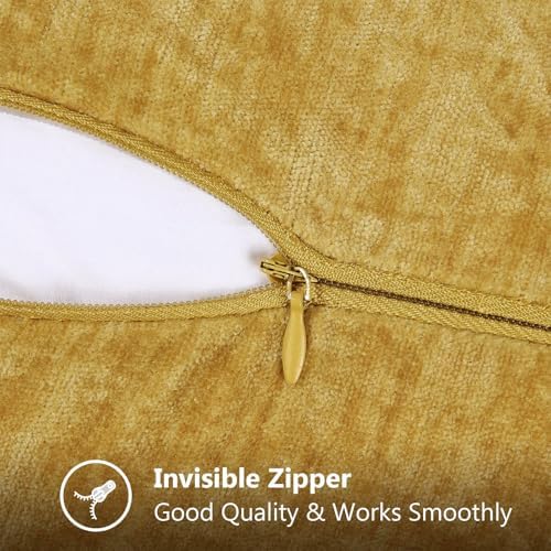 decorUhome Soft Chenille Throw Pillow Covers 22x22 Set of 2 Mineral Yellow - Image 4