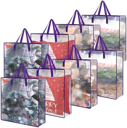 8 Pcs Clear Wreath Storage Bags 26 Inch Garland Container Door Garland Holiday Wreath Storage Holder with Handle and Zipper Heavy Duty Plastic Packing Totes(Purple) by Wesnoy