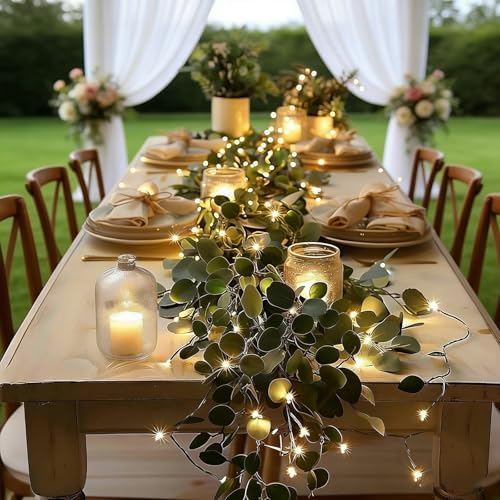 Fairy Light Olive Vine Garland, 6ft 96 Led Vines with Fairy Lights, Twinkling Tree Olive Vine, Faux Vine Lights Artificial Greenery Garlands for Fireplace, Table, St. Patrick's Day, Home DéCo (9FT) by Unknown