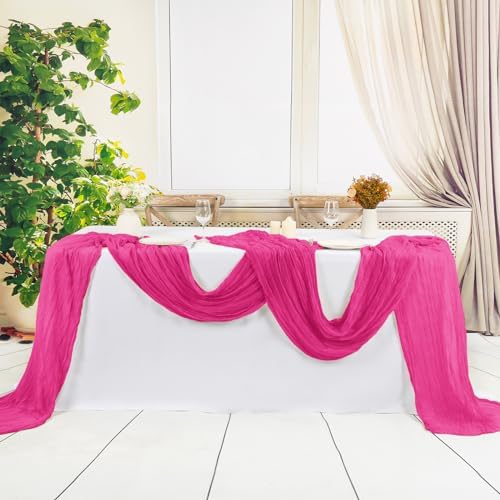 12 Pack Hot Pink Cheesecloth Table Runner,20x120 in Table Runner - Image 6